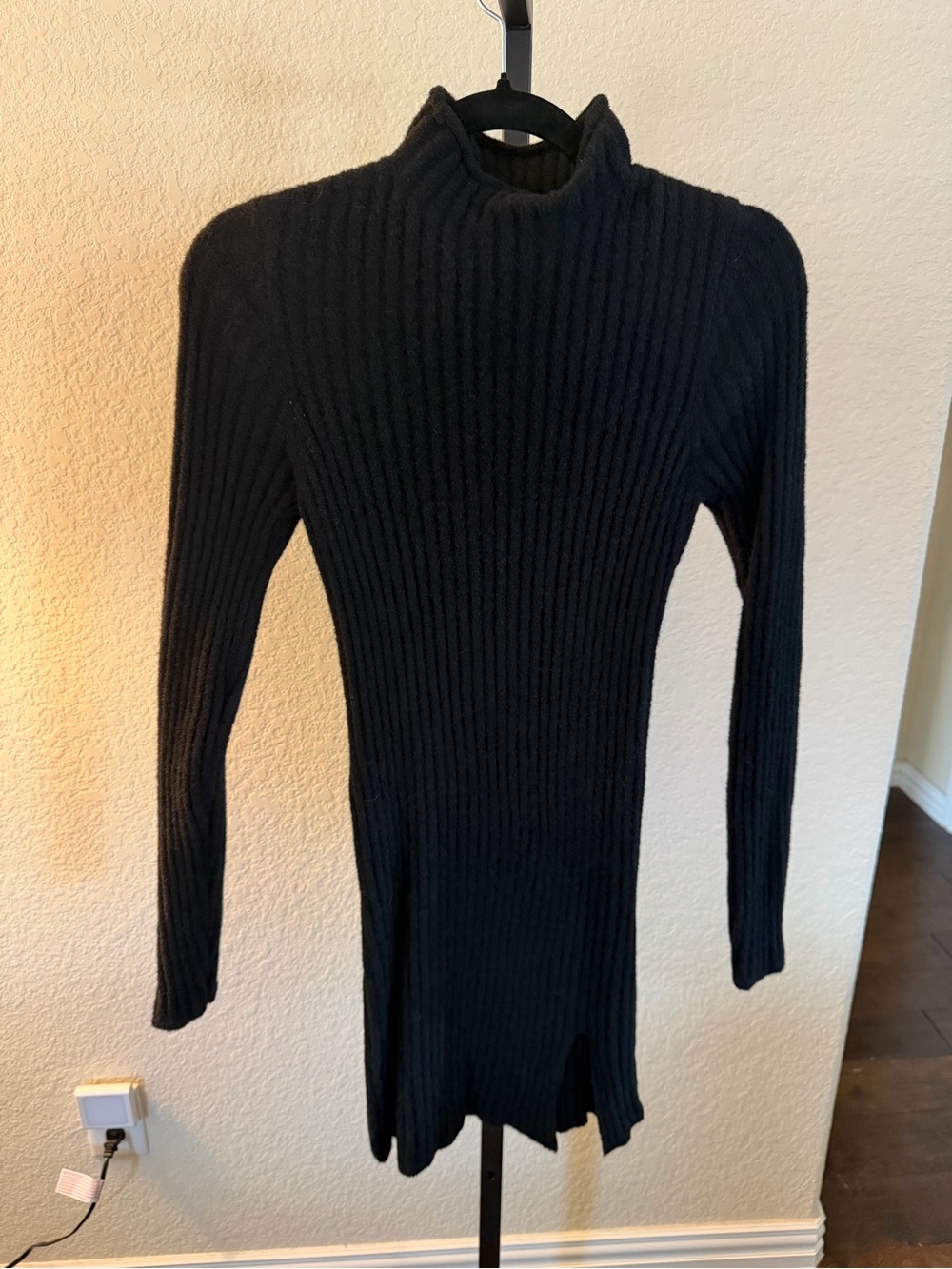 Wilfred Black Ribbed Mini Dress